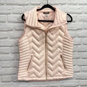 Calvin Klein Premium Down Quilted Puffer Vest Women Large Peach Pink Excellent!